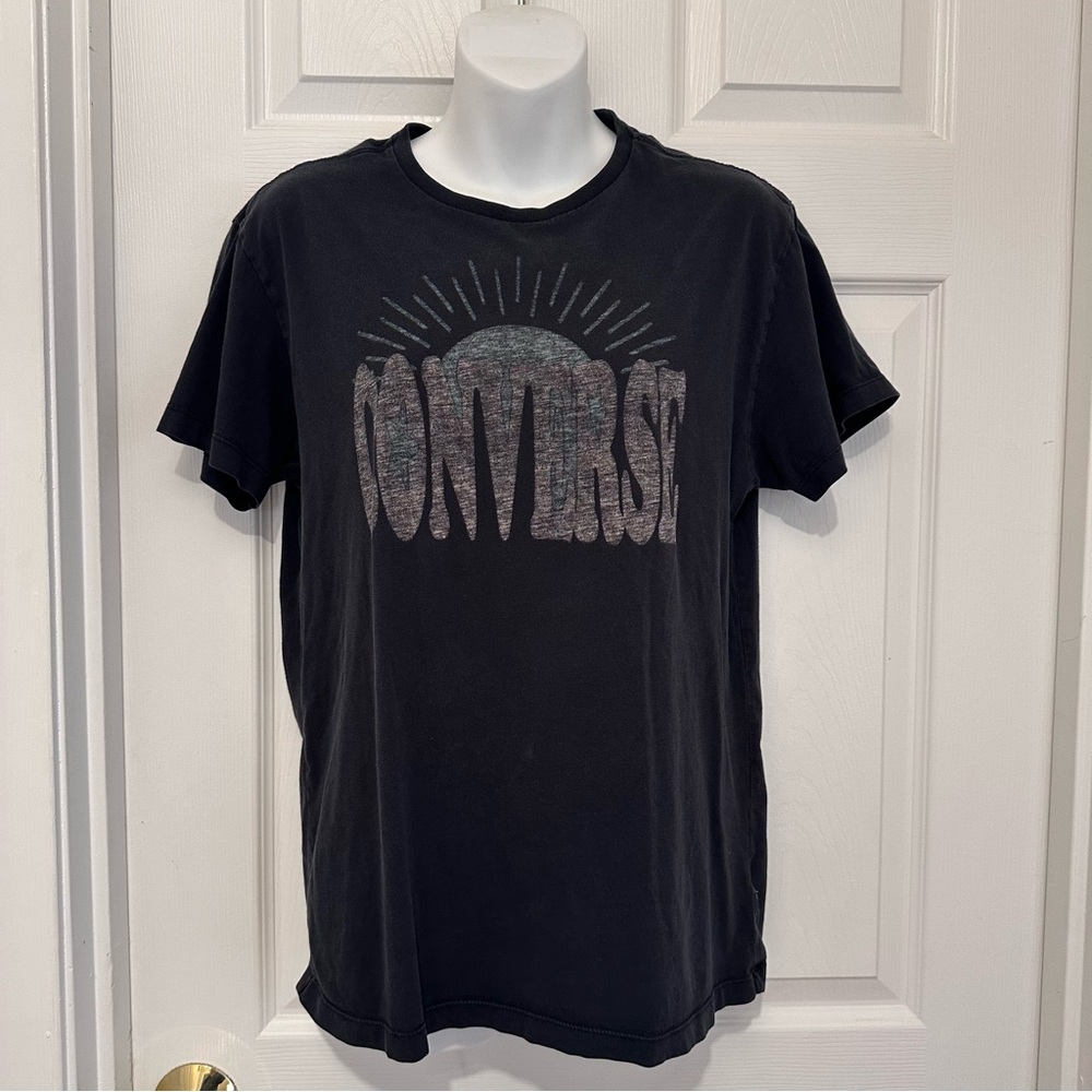 Converse Men’s Medium Black Retro Collegiate Graphic T-Shirt Short Sleeve Cotton